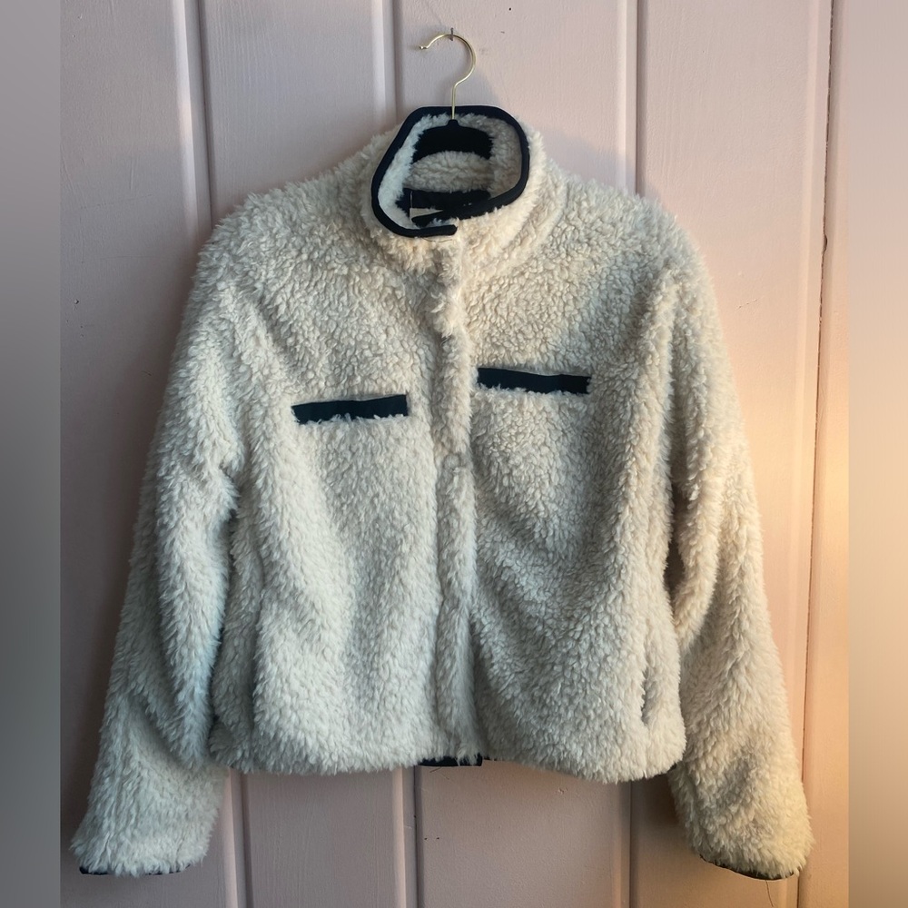 Thread & Supply Cream Teddy Jacket with Black Accents